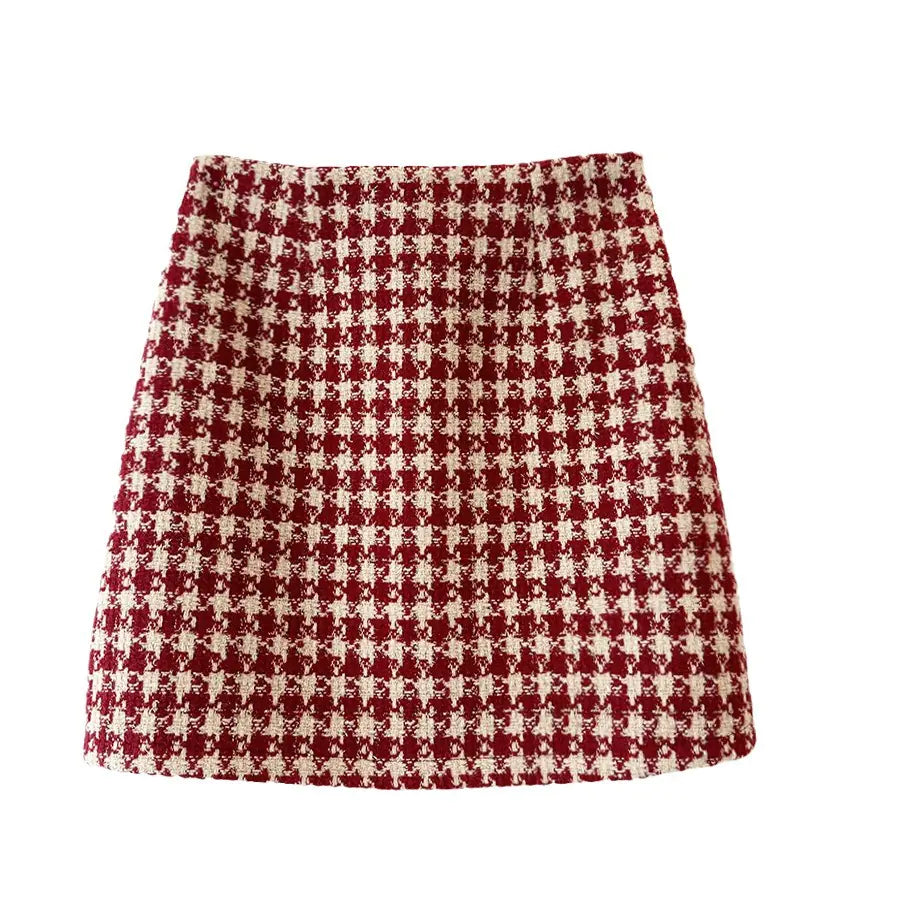 Autumn Chic Red Plaid A-Line Skirt