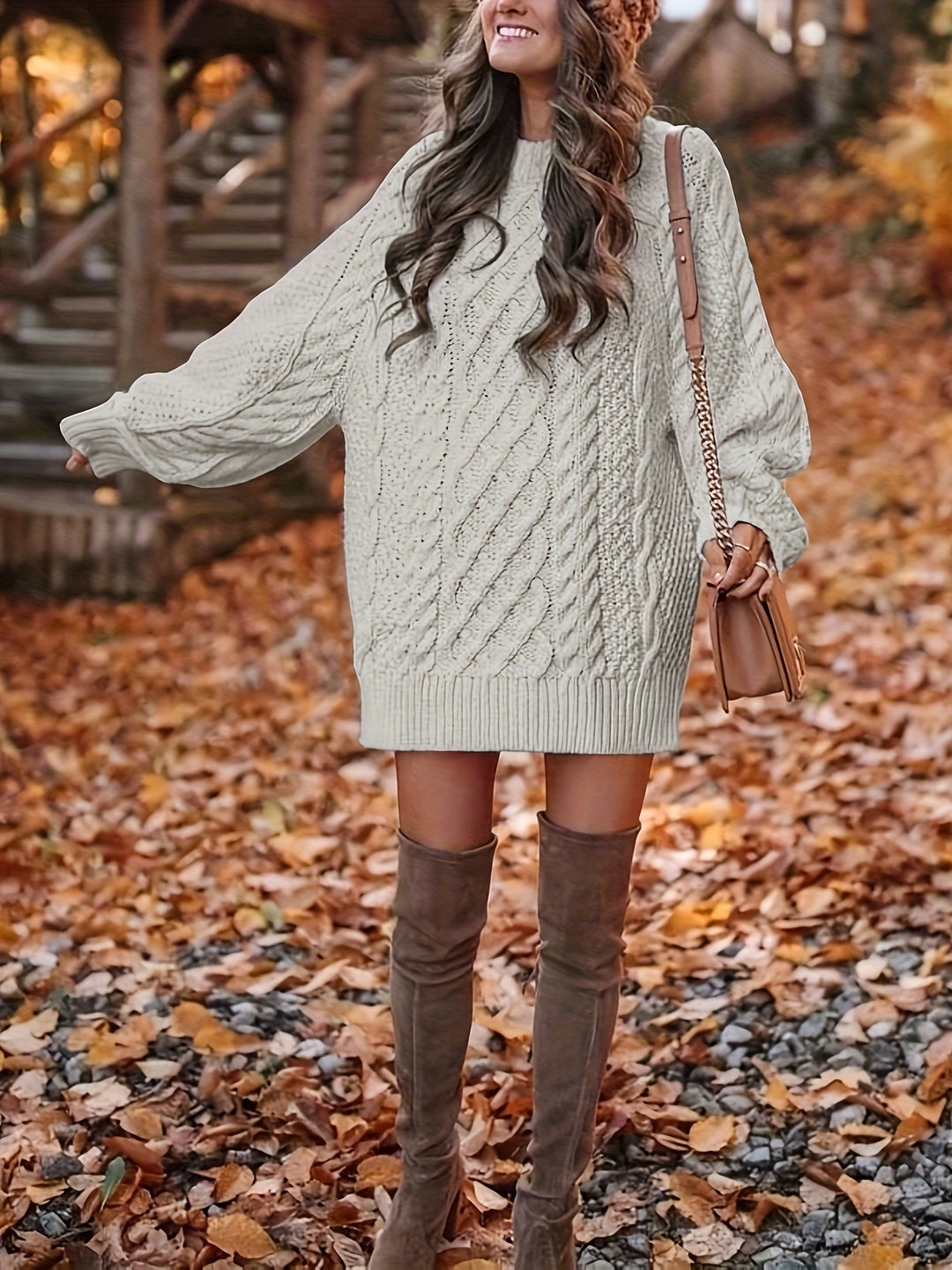 Cable Knit Sweater Dress