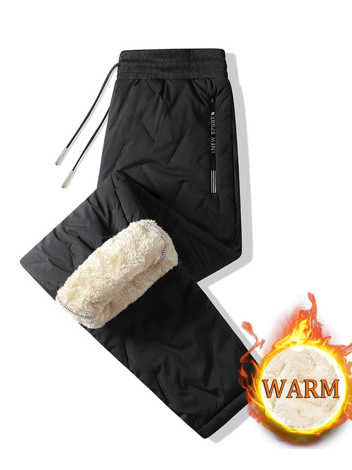 Men's Warm Fleece Joggers – Casual Mid-Waist, Comfort Fit, Drawstring & Zipper Pockets for Fall/Winter