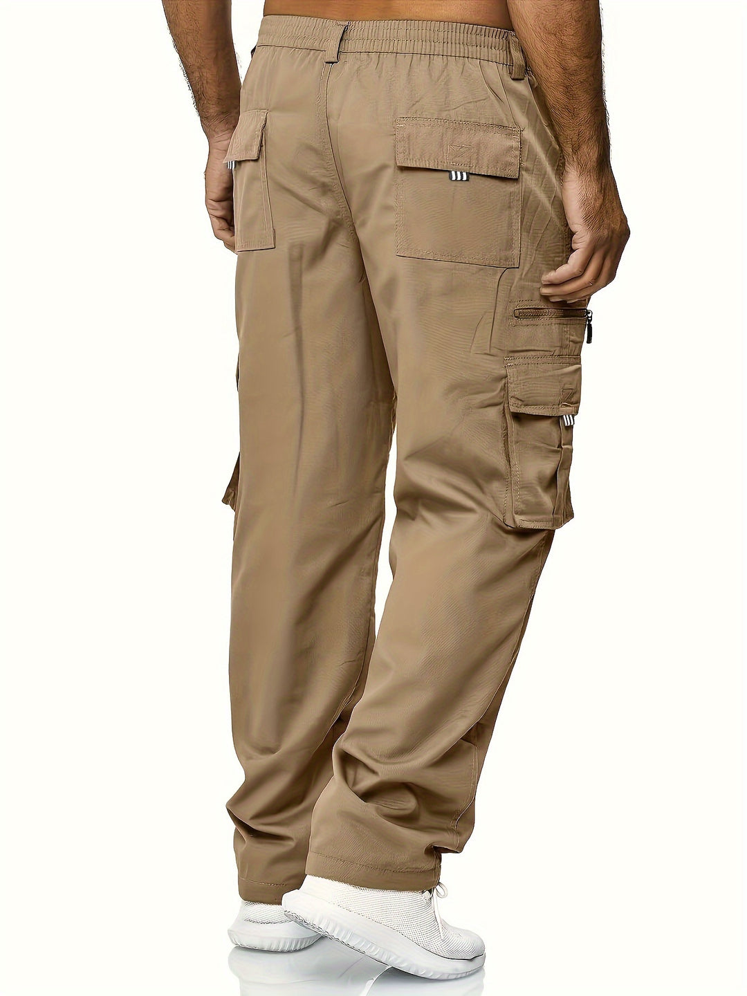 Men's Cargo Pants with Flap Pockets - Relaxed Hip-Hop Streetwear - Versatile Straight Leg Fit for Spring to Autumn Outdoor Activities