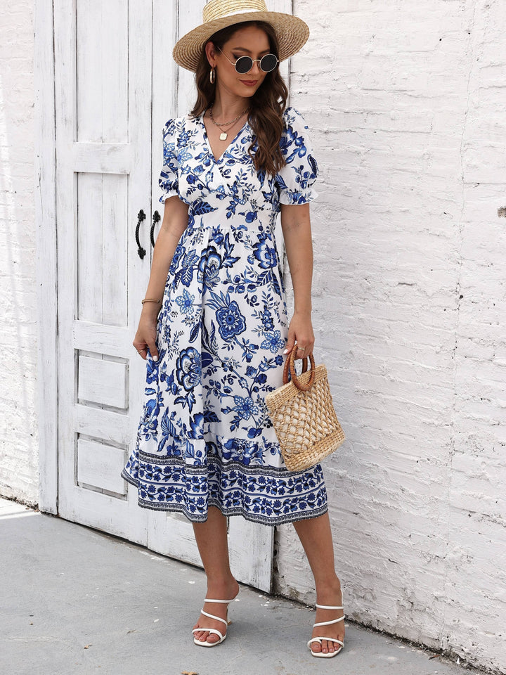 Elegant Floral Surplice Dress