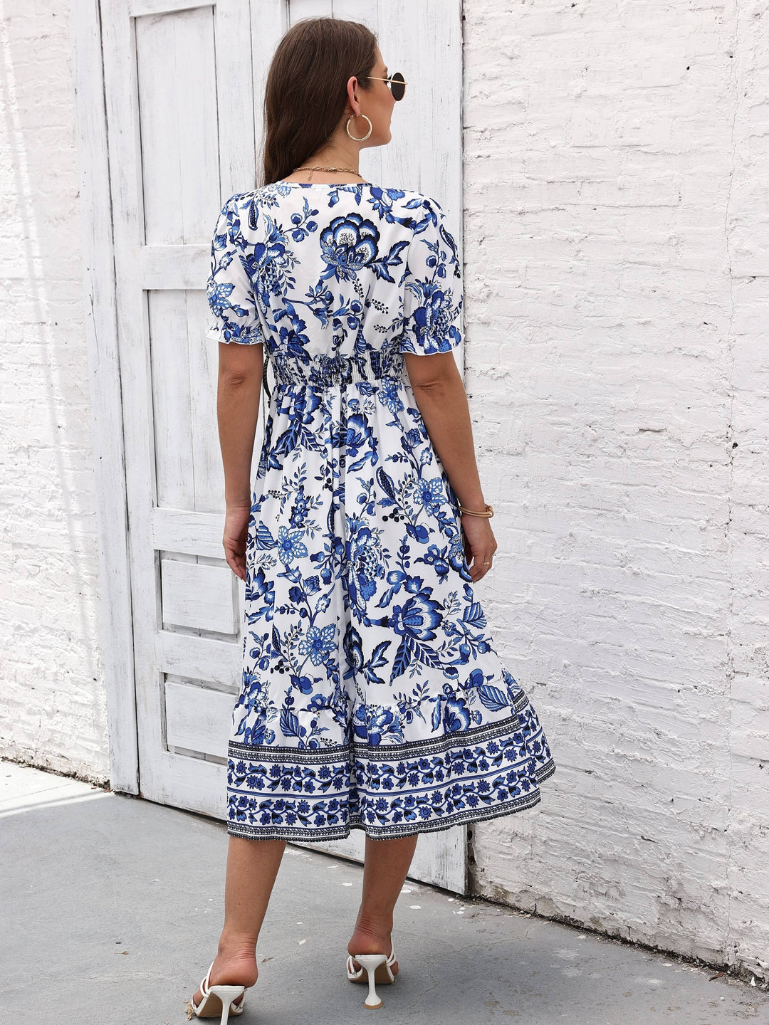 Elegant Floral Surplice Dress