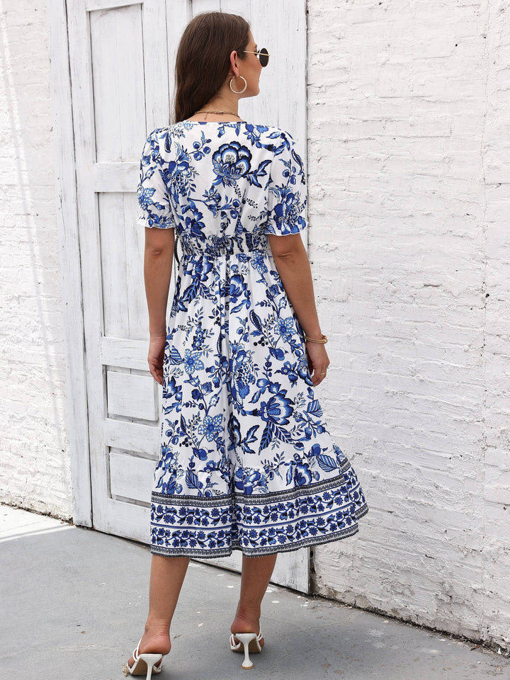 Elegant Floral Surplice Dress