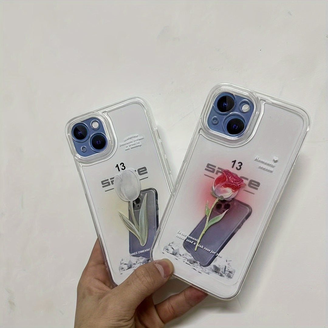 2pc Suitable For Apple Drop Resistant Rose Phone Case