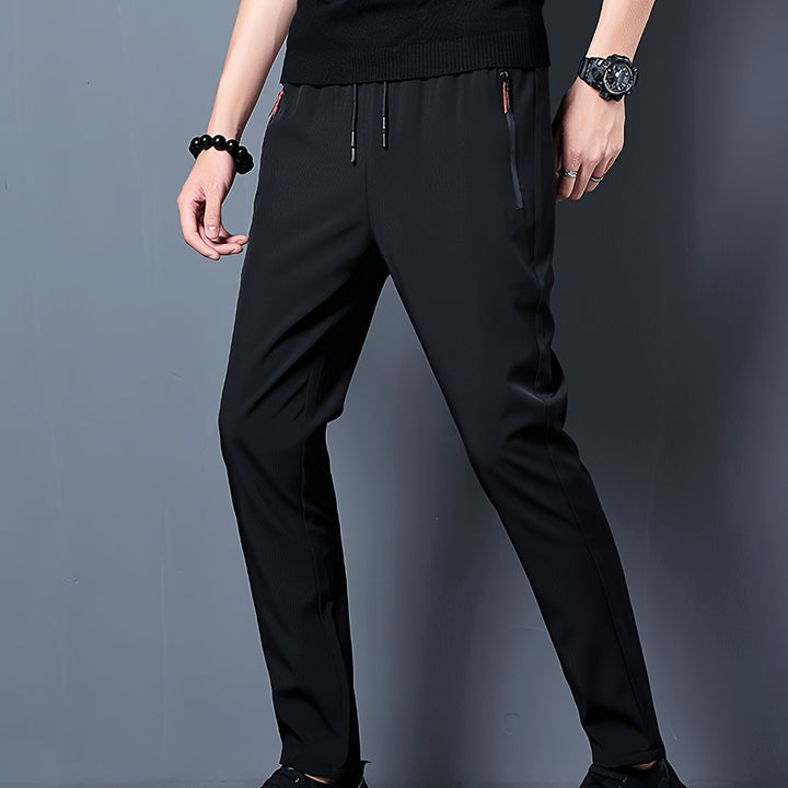 Mens Comfortable Loose Fit Pants with Secure Zip Pockets - Stylish Drawstring Barrel Trousers for Outdoor Adventures & Gifts