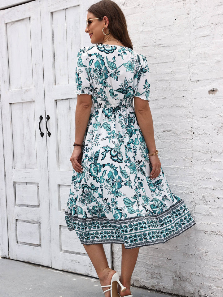 Elegant Floral Surplice Dress