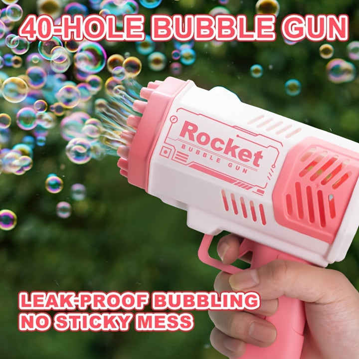 40-Hole LED Bubble Machine Gun - Rechargeable & Portable