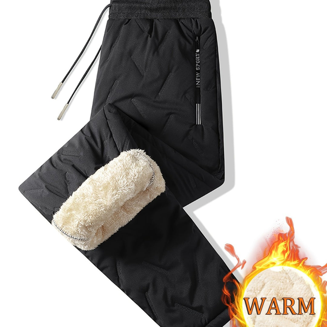 Men's Warm Fleece Joggers – Casual Mid-Waist, Comfort Fit, Drawstring & Zipper Pockets for Fall/Winter