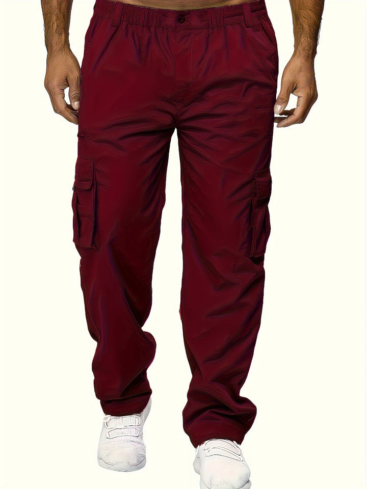 Men's Cargo Pants with Flap Pockets - Relaxed Hip-Hop Streetwear - Versatile Straight Leg Fit for Spring to Autumn Outdoor Activities