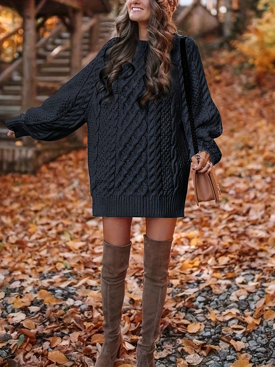 Cable Knit Sweater Dress