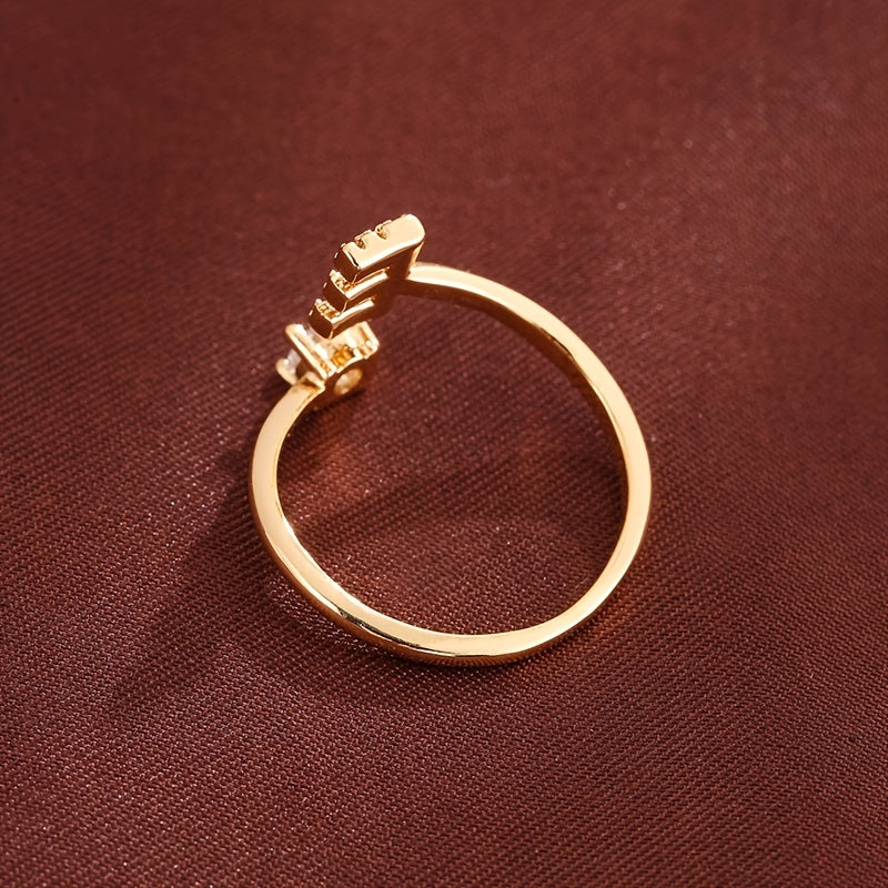 Adjustable Copper Ring – Zirconia & Letters