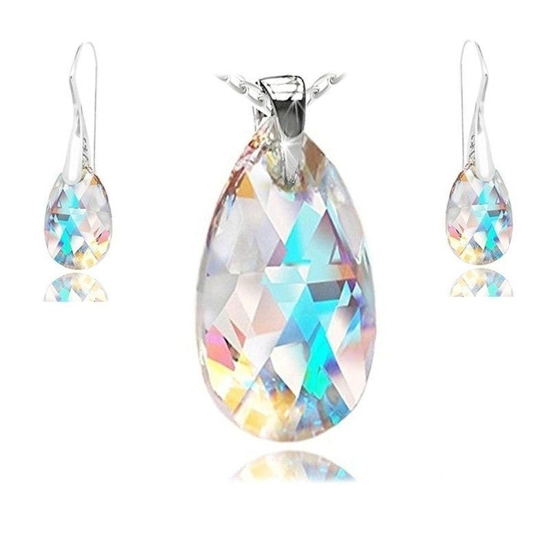 Elegant Water Drop Jewelry Set With Pendant Necklace & Drop Earrings