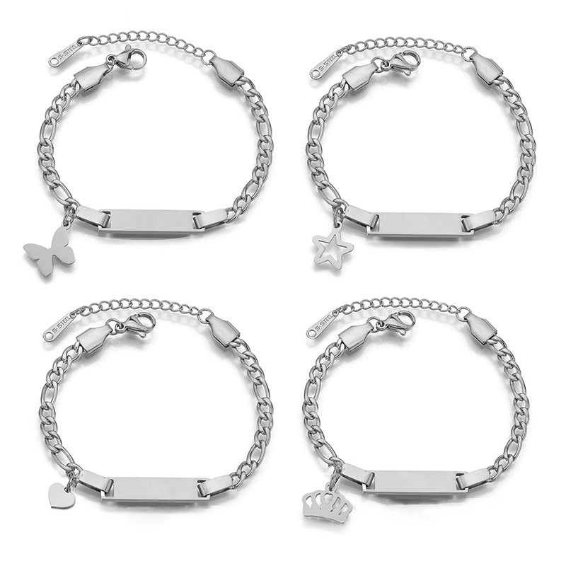 Personalized Name Titanium Steel Lettering Bracelet With Star Charm, Custom Engraved Female Male Accessories, For Mother's Day Father's Day Gift