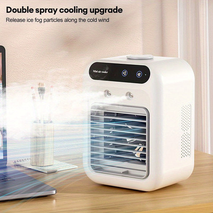 Portable Evaporative Air Cooler – USB, Dual Spray, 500ml Tank