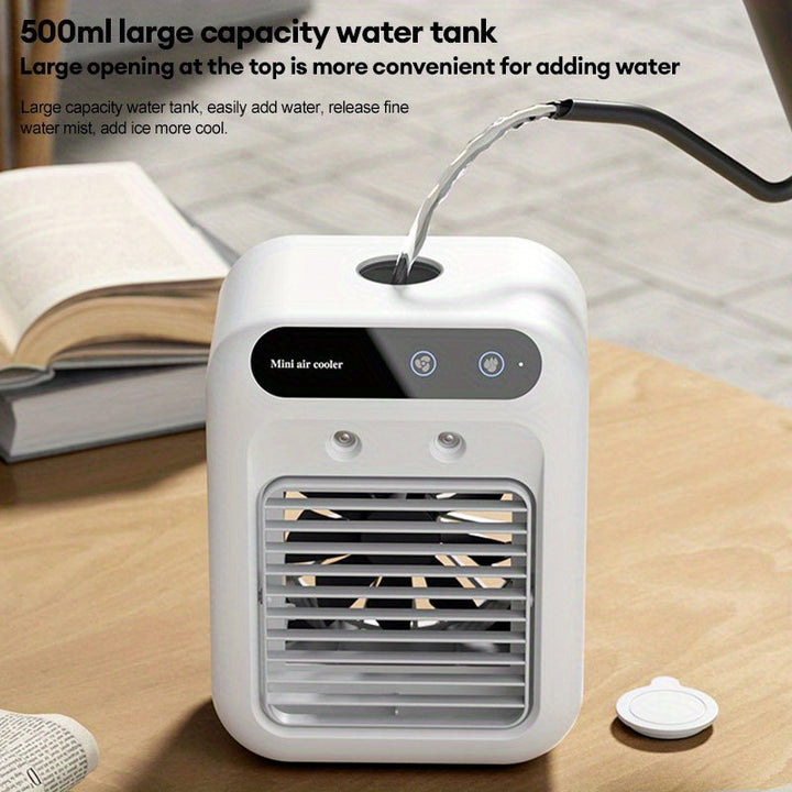 Portable Evaporative Air Cooler – USB, Dual Spray, 500ml Tank