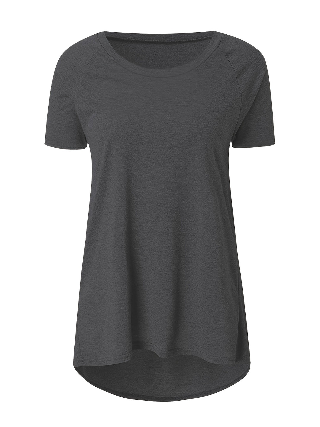 Solid Longline T-Shirt, Crew Neck Short Sleeve T-Shirt, Casual Every Day Tops, Women's Clothing