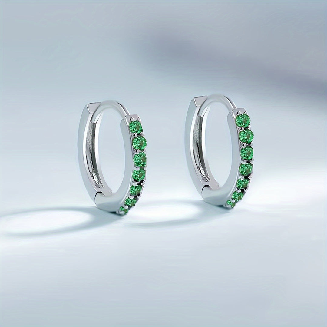 Fashionable Green Zirconium Earrings – Hip-Hop Style