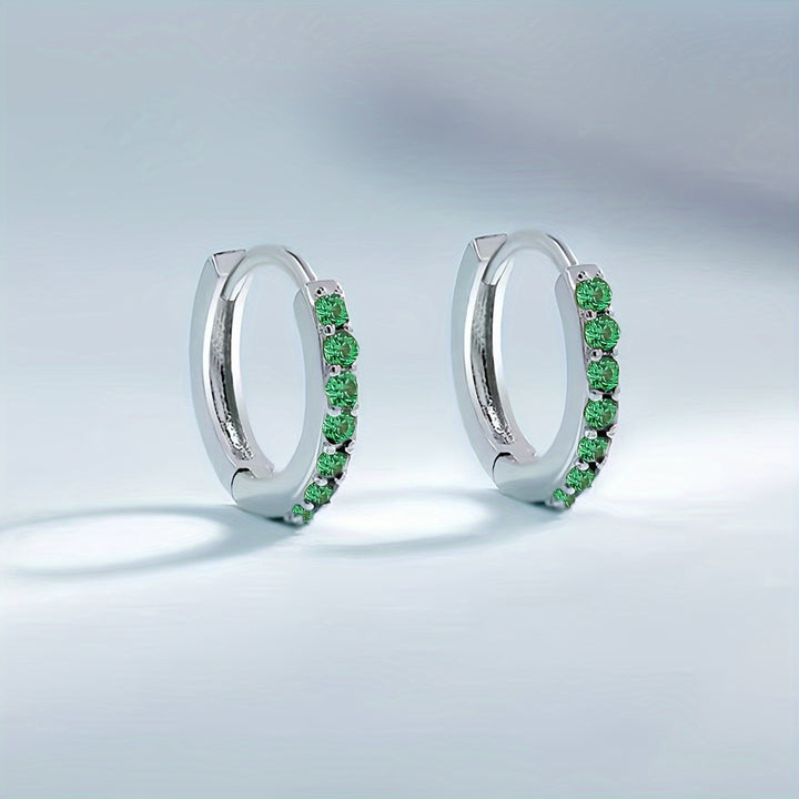 Fashionable Green Zirconium Earrings – Hip-Hop Style