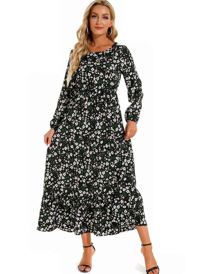 Boho Ruffle Floral Long Dress