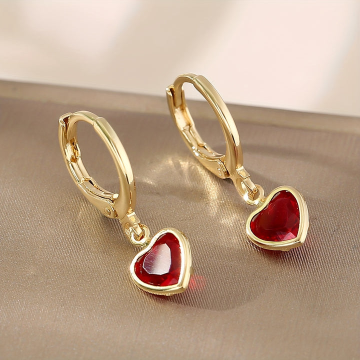 Y2K Heart Pendant Earrings – Colorful Zirconia