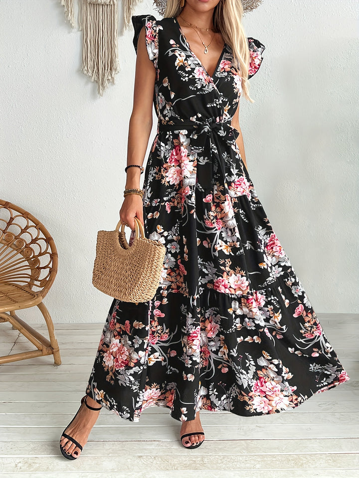 Floral Swing Dress with Bell Sleeves