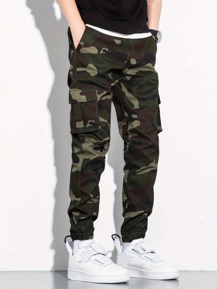 [Men's Cargo Pants with Flap Pockets] Men's Camo Print Flap Pocket Cargo Pants