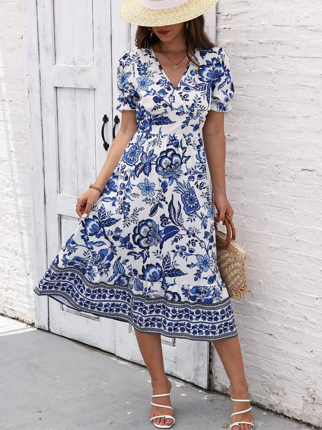 Elegant Floral Surplice Dress