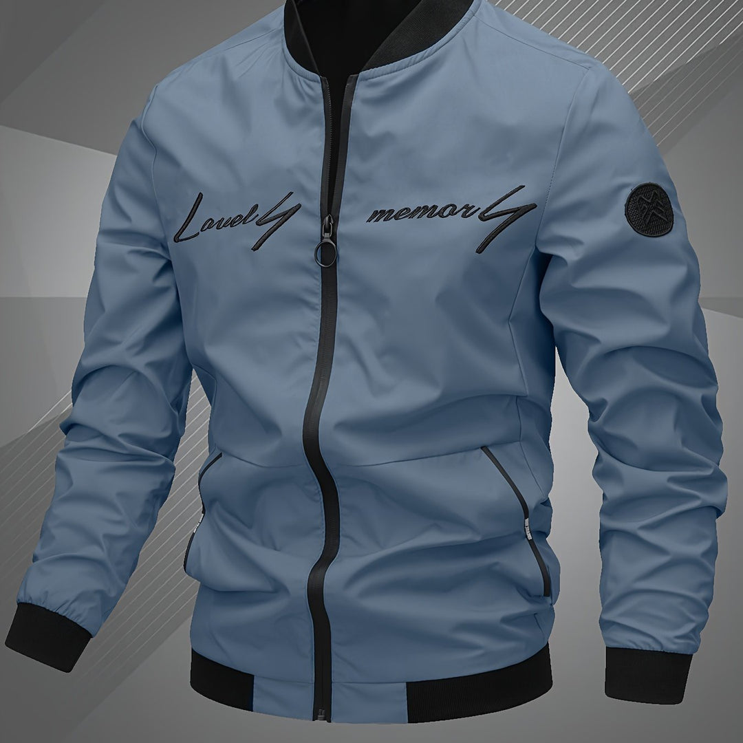 Men's Letter Embroidered Casual Bomber Jacket Gifts Best Sellers