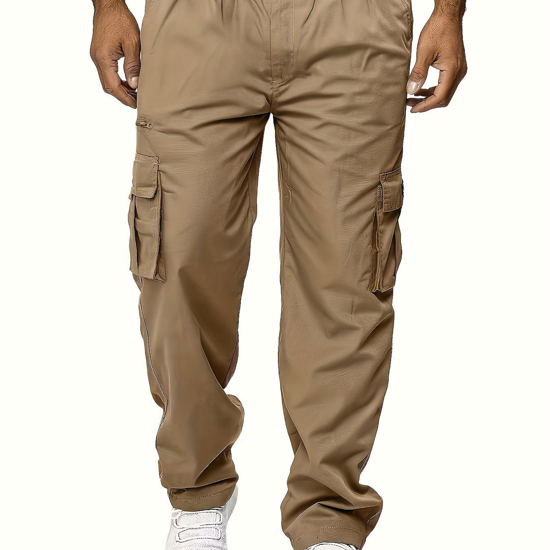 Men's Cargo Pants with Flap Pockets - Relaxed Hip-Hop Streetwear - Versatile Straight Leg Fit for Spring to Autumn Outdoor Activities