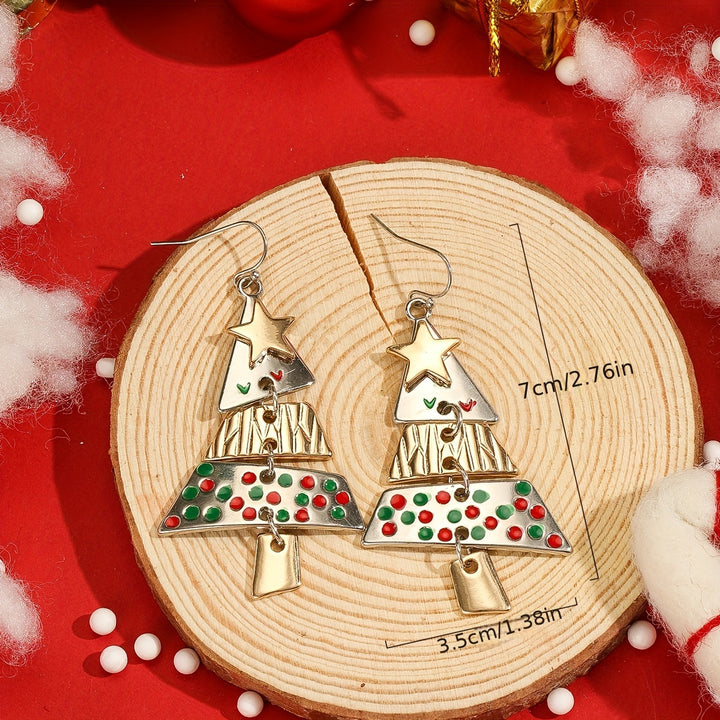 Charming Christmas Tree Dangle Earrings - Cute & Classic Zinc Alloy, Perfect Holiday Gift for Her