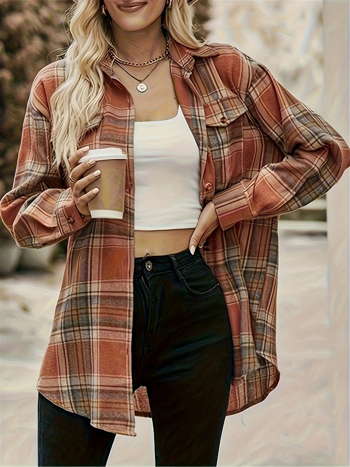 Plaid Long Sleeve Pocket Shirt