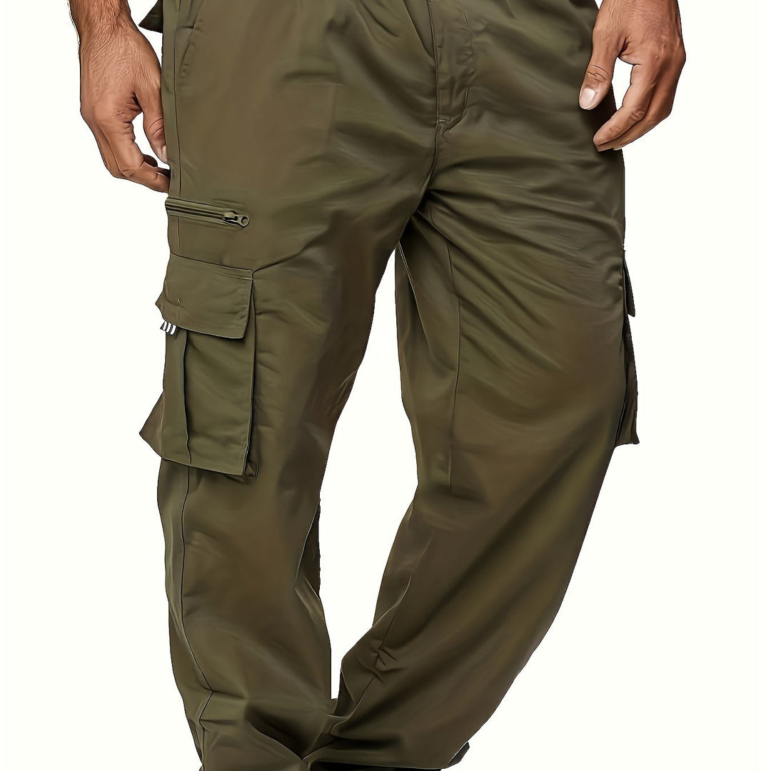 Men's Cargo Pants with Flap Pockets - Relaxed Hip-Hop Streetwear - Versatile Straight Leg Fit for Spring to Autumn Outdoor Activities