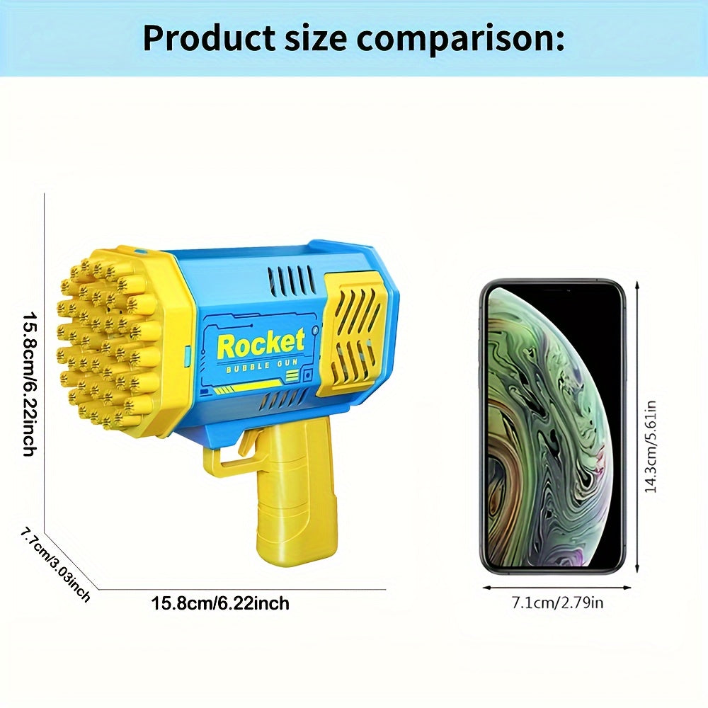 40-Hole LED Bubble Machine Gun - Rechargeable & Portable