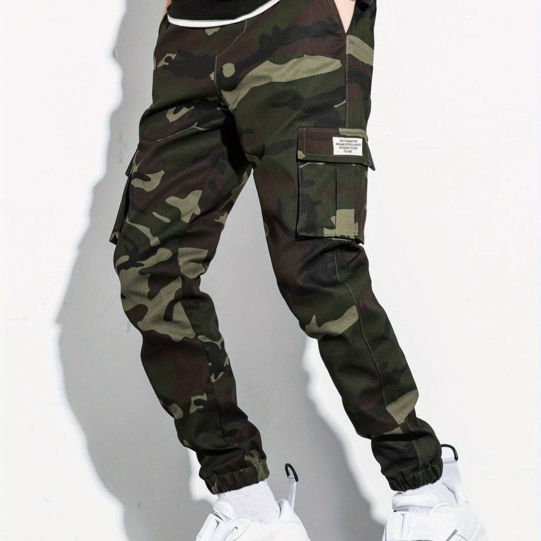 [Men's Cargo Pants with Flap Pockets] Men's Camo Print Flap Pocket Cargo Pants