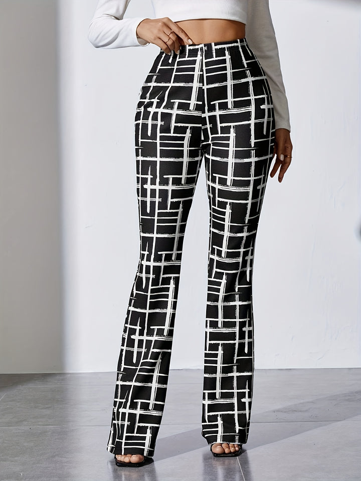 Women's Casual Chic Printed Pants - High Stretch, Machine Washable, All-Season Comfort Fit