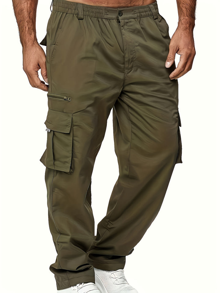 Men's Cargo Pants with Flap Pockets - Relaxed Hip-Hop Streetwear - Versatile Straight Leg Fit for Spring to Autumn Outdoor Activities