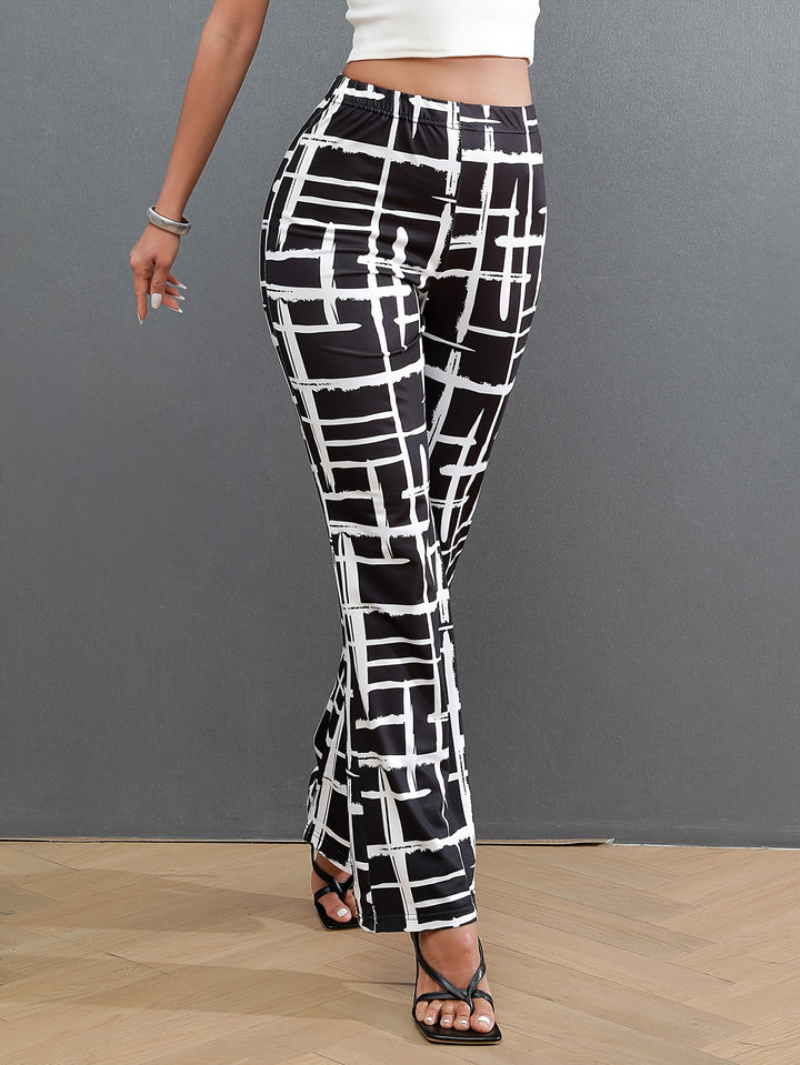 Women's Casual Chic Printed Pants - High Stretch, Machine Washable, All-Season Comfort Fit