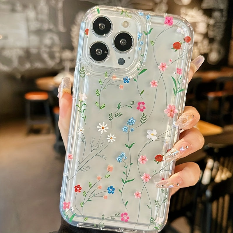 Flower Branch Suitable For Apple 13 Mobile Phone Case, Iphone14pro Frosted 13max Anti-fall 14plus Men's New 7/8plus Women's Silicone 11 Soft Shell 12promax All-inclusive 13 Thickened 14promax Protective Shell X/xs Lens All-in