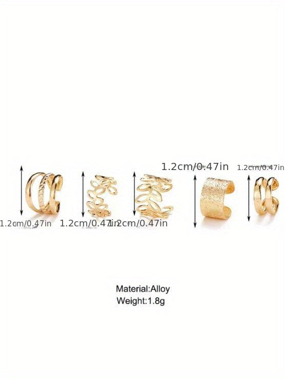 Five-piece Set Of Women's Ear Cuffs