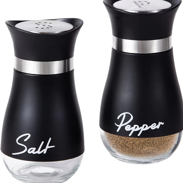 Glass Salt & Pepper Shakers - Stainless Steel Lid, 4 oz