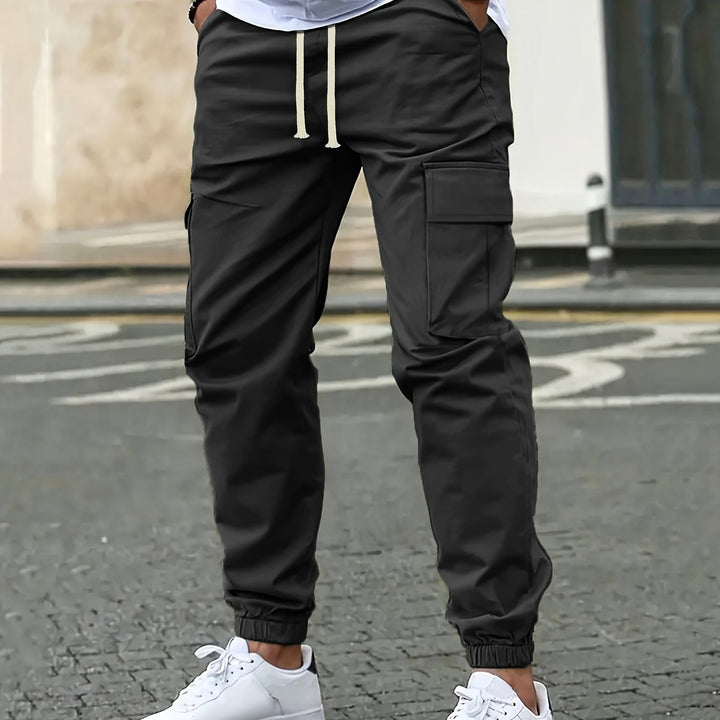 Comfy Casual Solid Cargo Pants - Men's Regular Fit Trousers With Side Pocket For Summer Outdoor Activities