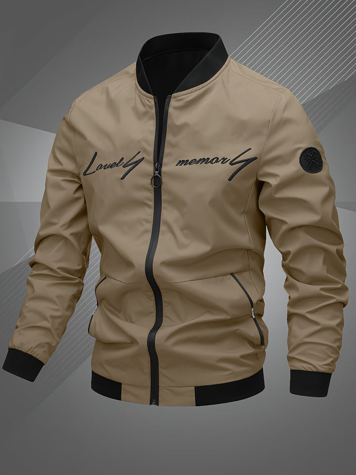 Men's Letter Embroidered Casual Bomber Jacket Gifts Best Sellers