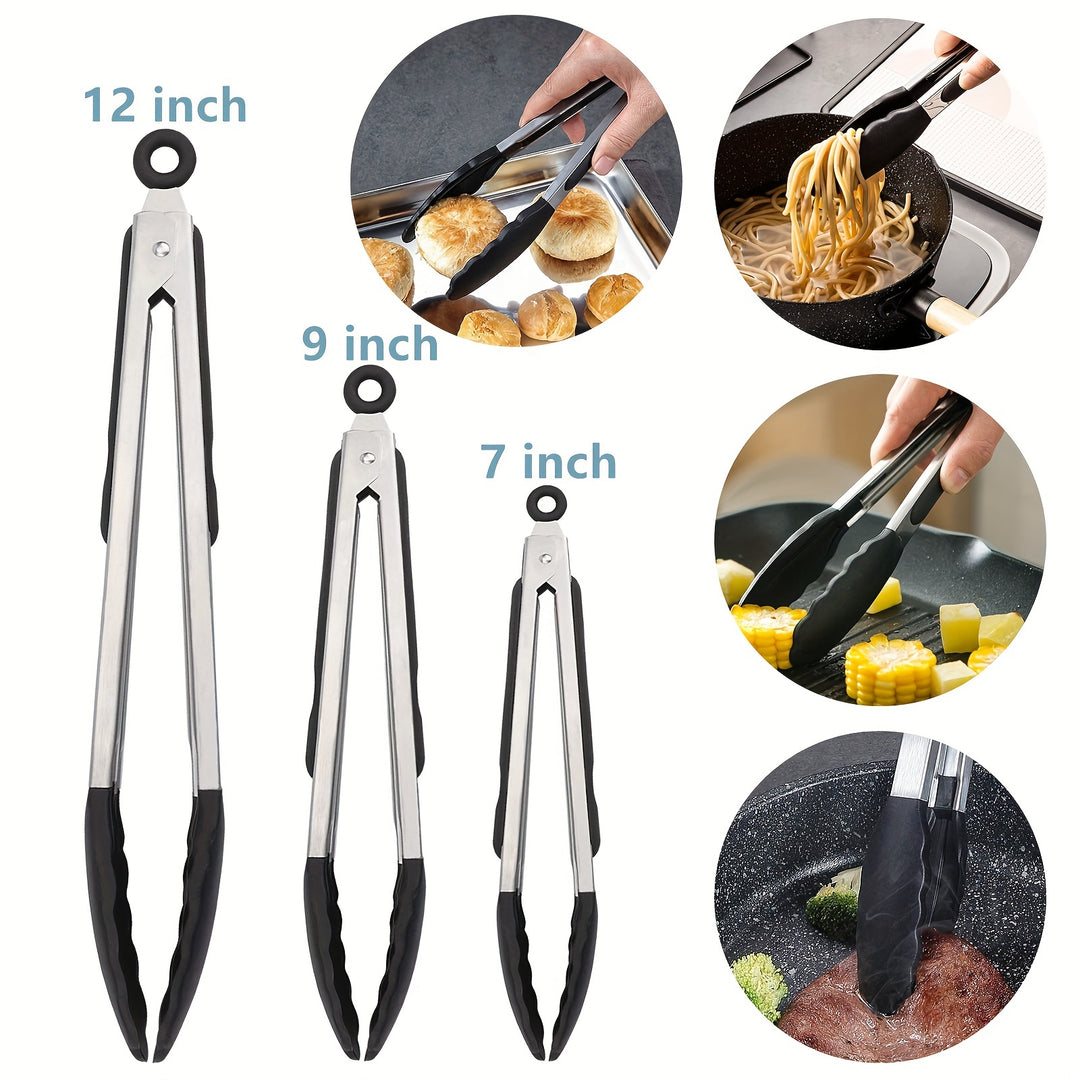 Tongs for Cooking – Silicone Tips, Heat Resistant