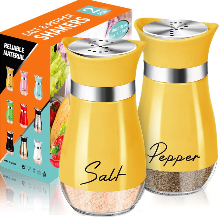 Pink Salt & Pepper Shaker Set – Glass Bottom with Stainless Steel Lid