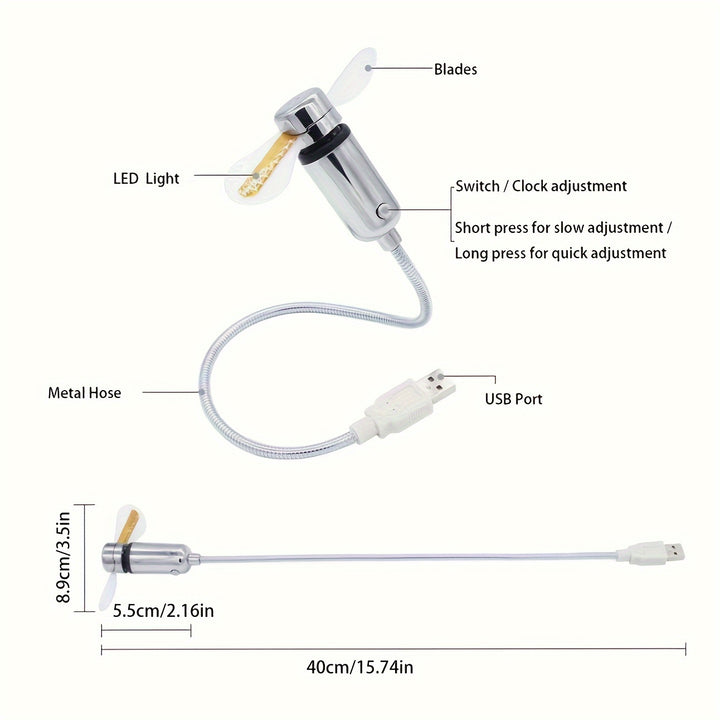 Clock Fan USB Fan LED Time Display Portable Cooling Fan For Desktop And Laptop Computers