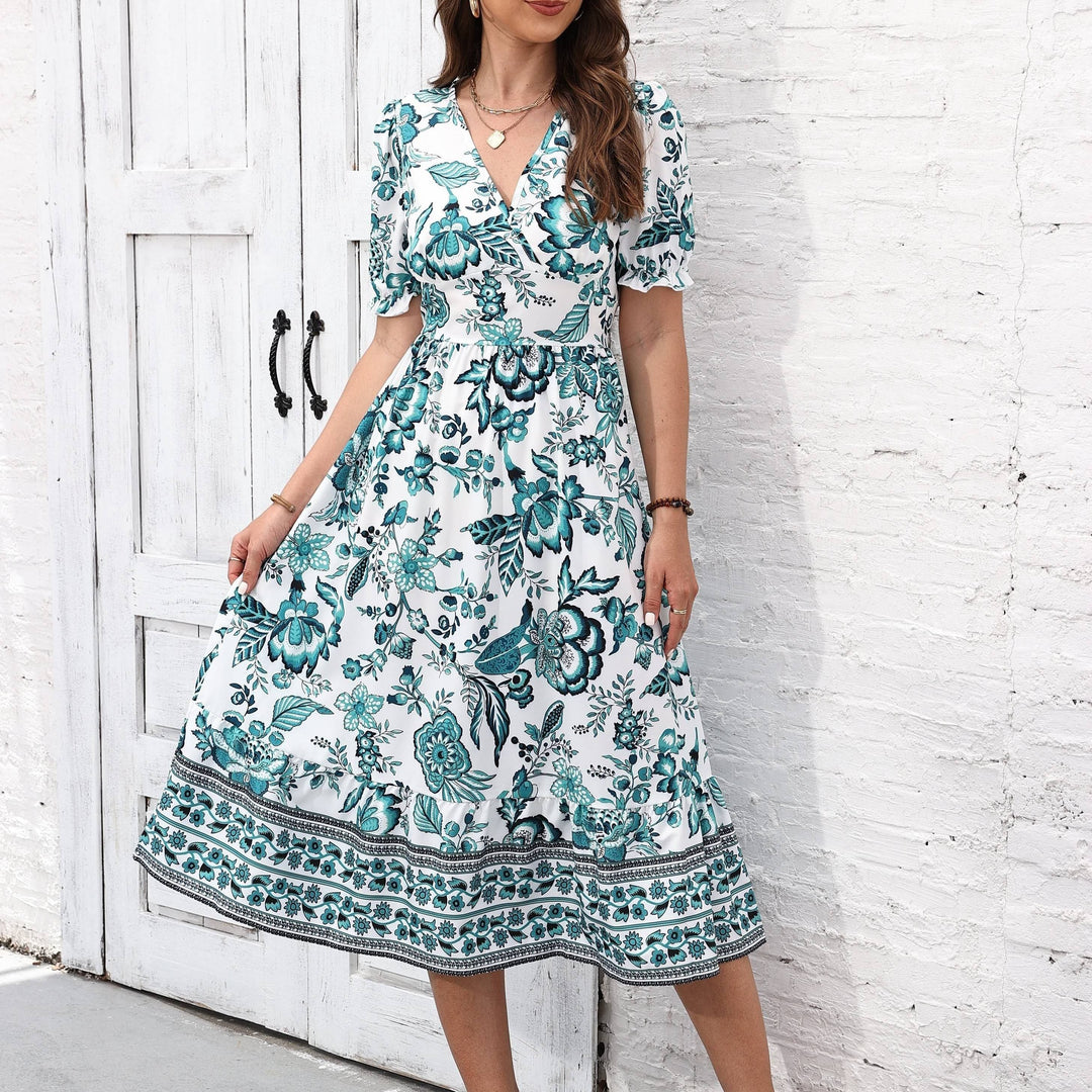 Elegant Floral Surplice Dress