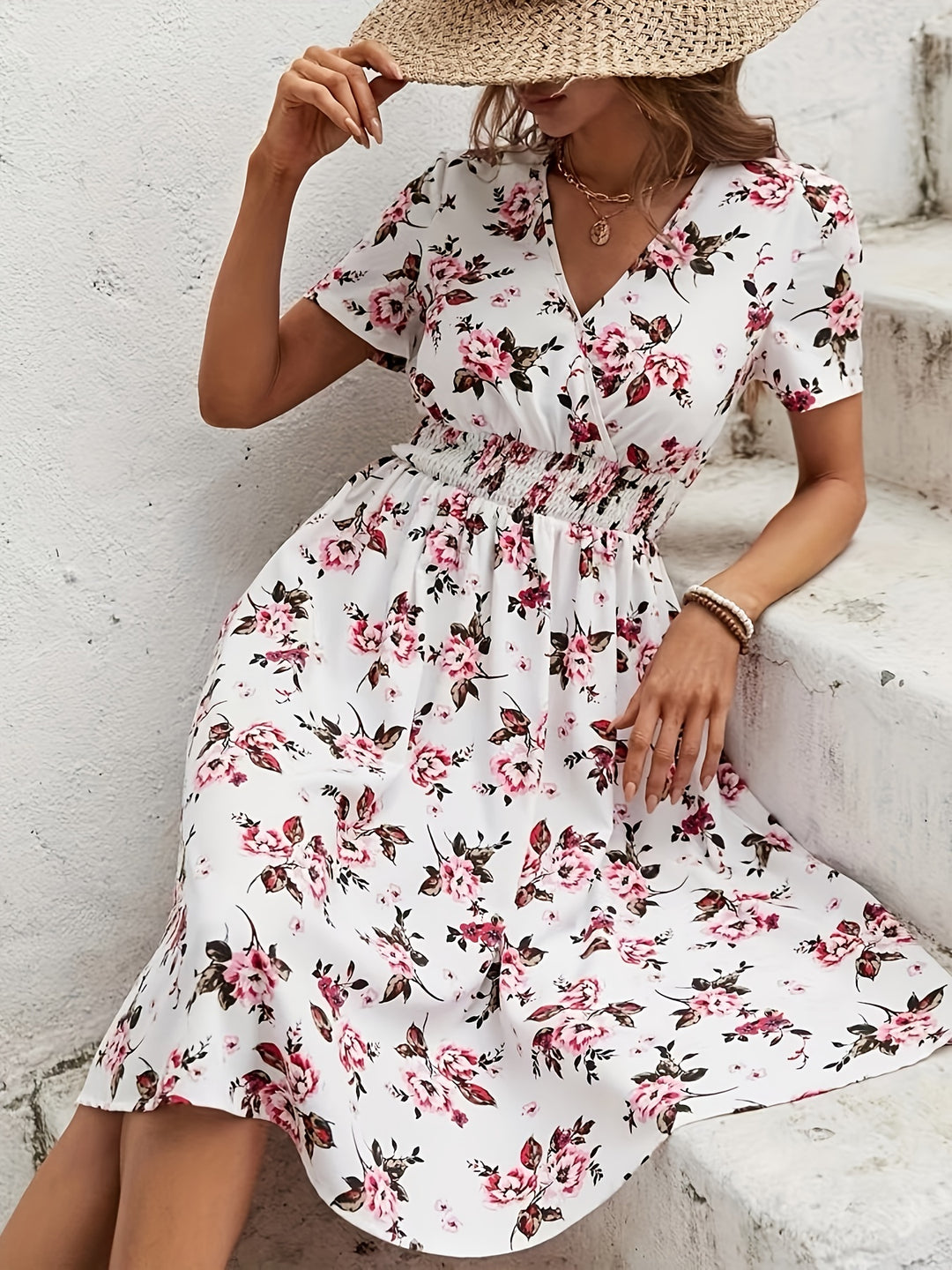 Boho V-Neck Floral Dress