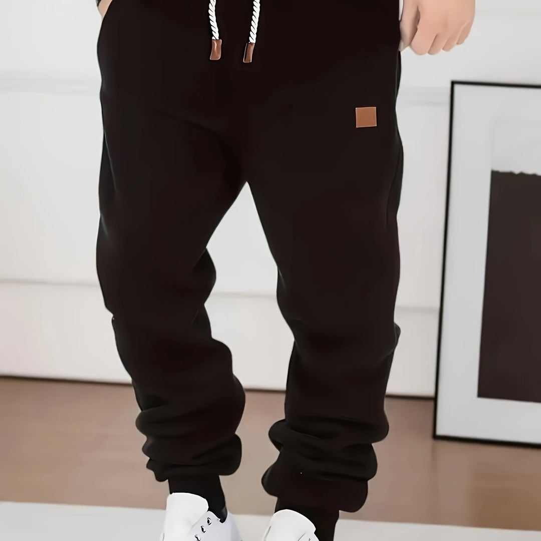 Men's Slim Fit Casual Trousers Drawstring Waist Sweatpants For Autumn And Winter