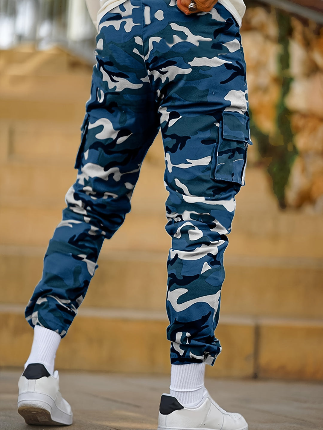 Camouflage Pattern Joggers, Men's Casual Multi Pocket Thin Sports Pants Sweatpants For Spring Summer