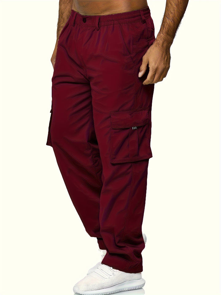 Men's Cargo Pants with Flap Pockets - Relaxed Hip-Hop Streetwear - Versatile Straight Leg Fit for Spring to Autumn Outdoor Activities